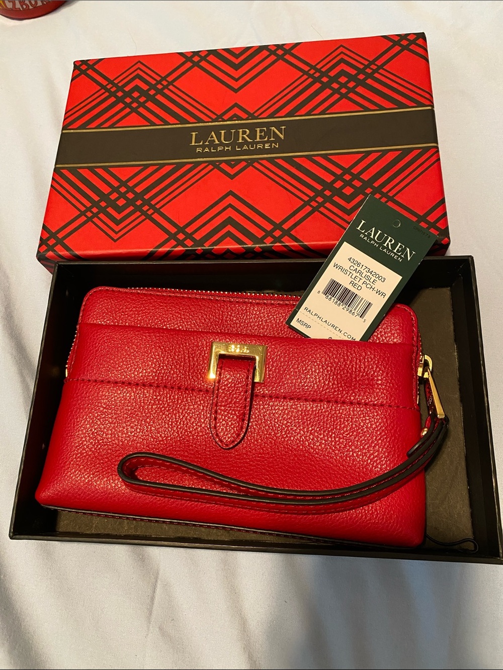 RED Leather wristlet